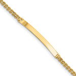 14k Polished Solid Chain/Solid Plate Two-Strand Rope 41x Plate ID Bracelet