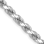 14K White Gold Diamond-cut Rope with Lobster Clasp Chain