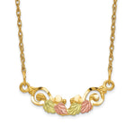 10k and 12k Tri-color Black Hills Gold Leaves Scroll Bar 14k Gold-filled Chain Necklace