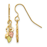 10k and 12k Tri-color Black Hills Gold Leaves Scroll Shepherd Hook Earrings