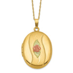 10k and 12k Tri-color Black Hills Gold Rose Oval Locket 14k Gold-filled Chain Necklace