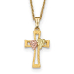 10k and 12k Tri-color Black Hills Gold Grapes and Leaf on Cross 14k Gold-filled Chain Necklace
