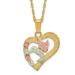 10k and 12k Tri-color Black Hills Gold Hummingbird in Heart 14k Gold-filled Chain Necklace