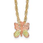 10k and 12k Tri-color Black Hills Gold Butterfly 14k Gold-filled Chain Necklace