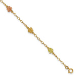 10k and 12k Tri-color Gold Black Hills Roses Station Bracelet