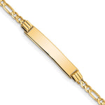 10k Polished Solid Chain/Solid Plate Figaro Link 26x Plate ID Bracelet