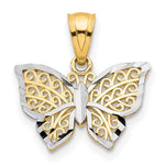 10K and White Rhodium Filigree Butterfly Charm