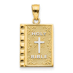 10K and White Rhodium HOLY BIBLE Charm