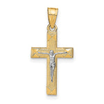 10K and White Rhodium Small Crucifix Pendant