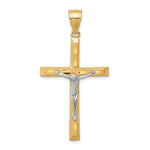 10K and White Rhodium Diamond-Cut Crucifix Pendant