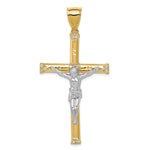10K and White Rhodium CZ Large Crucifix Pendant