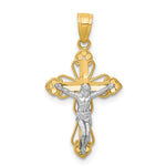 10K w/ Rhodium Filigree Crucifix Pendant