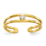 10k Bezel-set Clear CZ Toe Ring