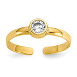 10k Bezel-set Round Clear CZ Toe Ring