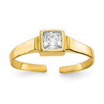 10k Bezel-set Square Clear CZ Toe Ring