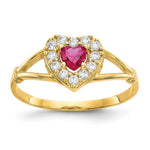 10K Red and White CZ Heart Halo Ring