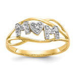 10K and White Rhodium MOM CZ Ring