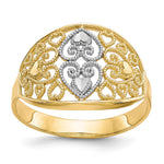 10K and White Rhodium Filigree Heart Ring