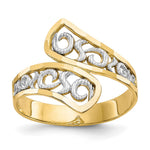 10k and White Rhodium Filigree Bypass Ring