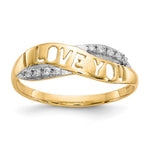 10K and White Rhodium CZ I LOVE YOU Ring
