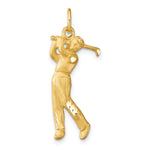 10K Satin Diamond-cut Male Golfer Charm