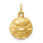 10K Satin Diamond-cut Baseball Charm