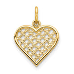 10k Basketweave Heart Charm