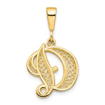 10k Large Filigree Initial D Pendant