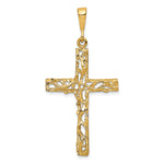 10k Satin Polished Antiqued Vine Cross Pendant