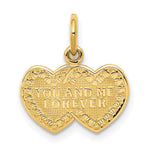 10K YOU AND ME FOREVER Double Heart Charm