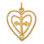 10k Cross in Double Heart Charm