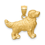 10K Satin Diamond-cut Golden Retriever Dog Pendant
