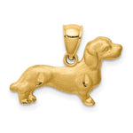 10K Satin Diamond-cut Dachshund Dog Pendant