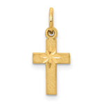 10k Small Satin Diamond-cut Cross Charm