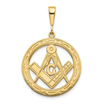 10k Polished and Textured Masonic Symbol Pendant