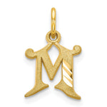 10k Small Diamond-cut Initial M Charm