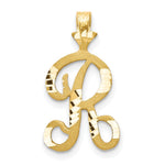 10k Satin Diamond-cut Initial R Pendant