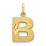 10K Satin Diamond-cut Block Initial B Charm