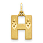 10k Satin Diamond-cut Block Initial H Charm