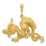 10k Large Satin Diamond-cut Dragon Pendant
