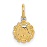 10k Solid Satin Polished Small Our Lady of Sorrows Disc Pendant