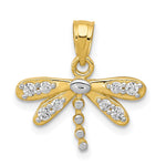 10K and White Rhodium CZ Dragonfly Charm