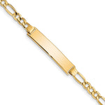 10k Polished Semi-Solid Chain/Solid Plate Figaro Link 33x Plate ID Bracelet
