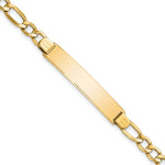 10k Polished Semi-Solid Chain/Solid Plate Figaro Link 35x Plate ID Bracelet