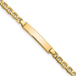 10k Polished Semi-Solid Chain/Solid Plate Anchor Link 23.3x Plate ID Bracelet
