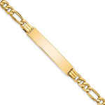 10k Polished Semi-Solid Chain/Solid Plate Figaro Link 39x Plate ID Bracelet