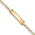 10k Polished Solid Chain/Solid Plate Figaro Link 18.5x Plate ID Bracelet