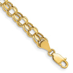 10k Hollow Diamond-cut Double Link Charm Bracelet