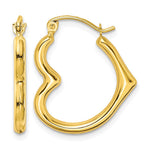 10K Hollow Side Heart Shape Hollow Hoop Earrings