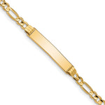 10k Polished Solid Chain/Solid Plate Figaro Link 25x Plate ID Bracelet